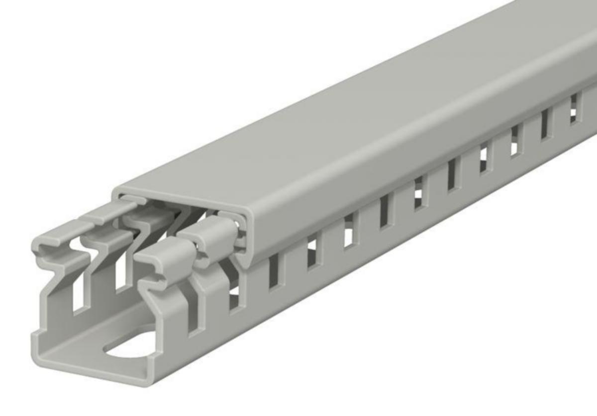 Slitsad kabelkanal RAL7030, OBO Bettermann - SLITSAD KABELKANAL OBO 15x15x2000. PVC. GRÅ RAL 7030