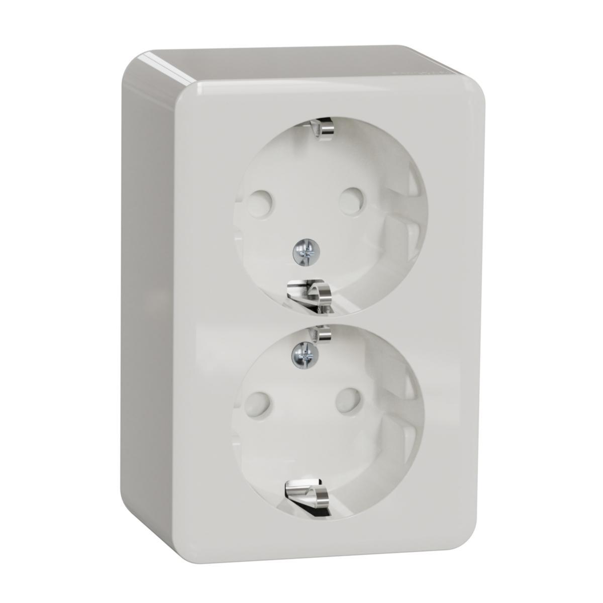 Vägguttag 2-vägs Schneider Electric Exxact IP21 - VÄGGUTTAG EXXACT 2S/16A/IP21 PPR L1+L2 2X VIT