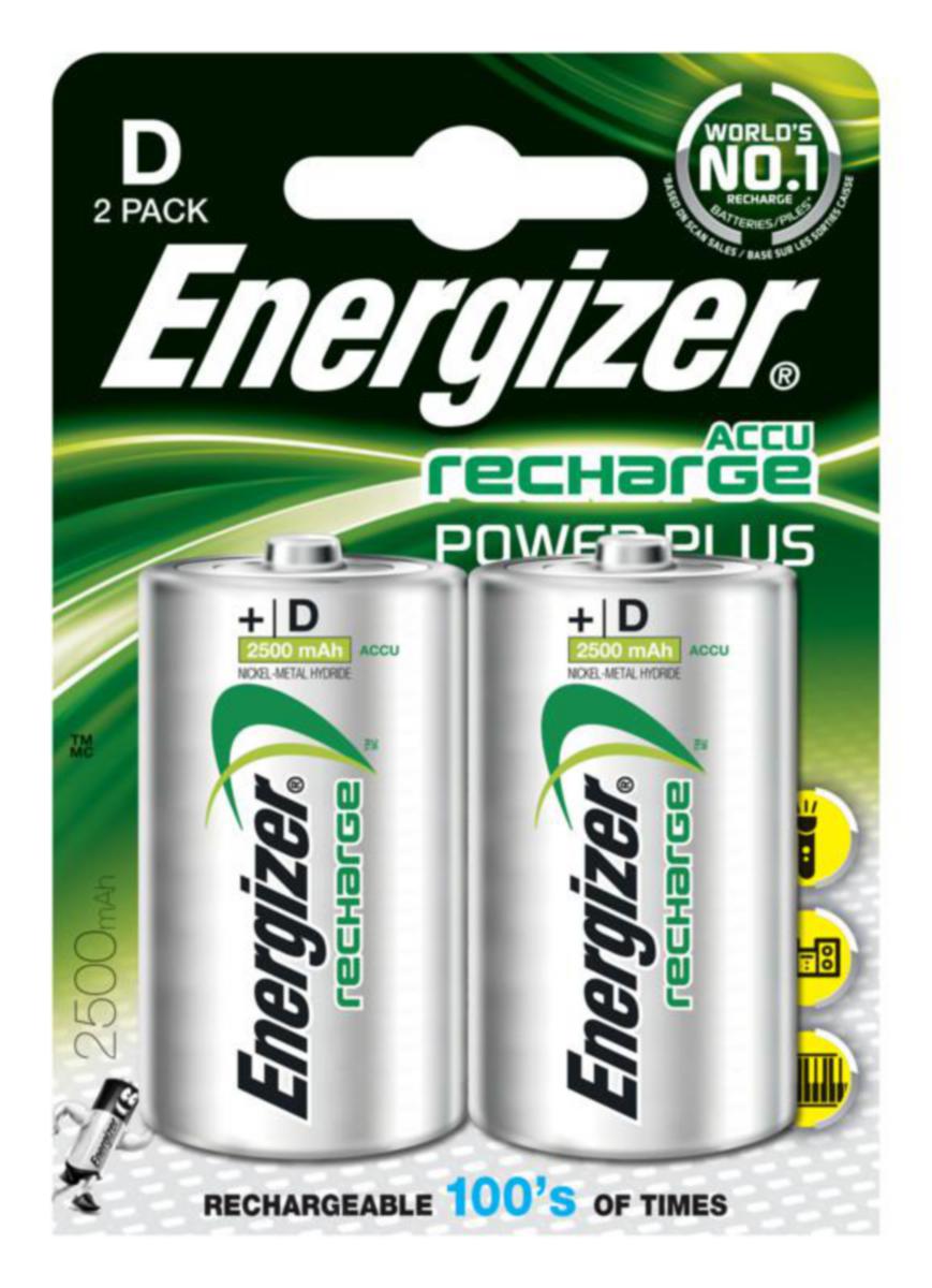 Uppladdningsbart batteri Precision, Extreme, Power Plus Energizer® - BATTERI LADDBART ENERGIZER RECH D/HR20 2500mAh 2-PAK