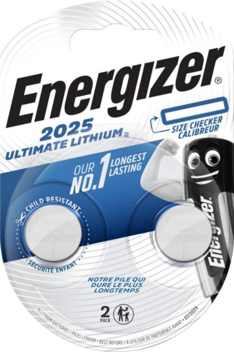 Knappcellsbatteri Ultimate Lithium - BATTERI LITHIUM ENERGIZER ULTIMATE LITHIUM CR2025 2-PAK