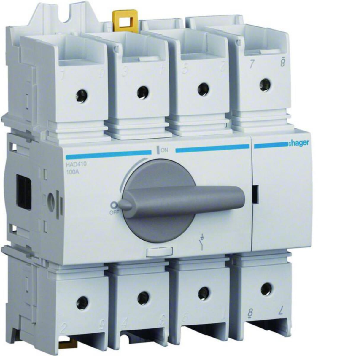 Effektbrytare vred Hager HAD - LASTBRYTARE HAD410 4X100A 690VAC DIN