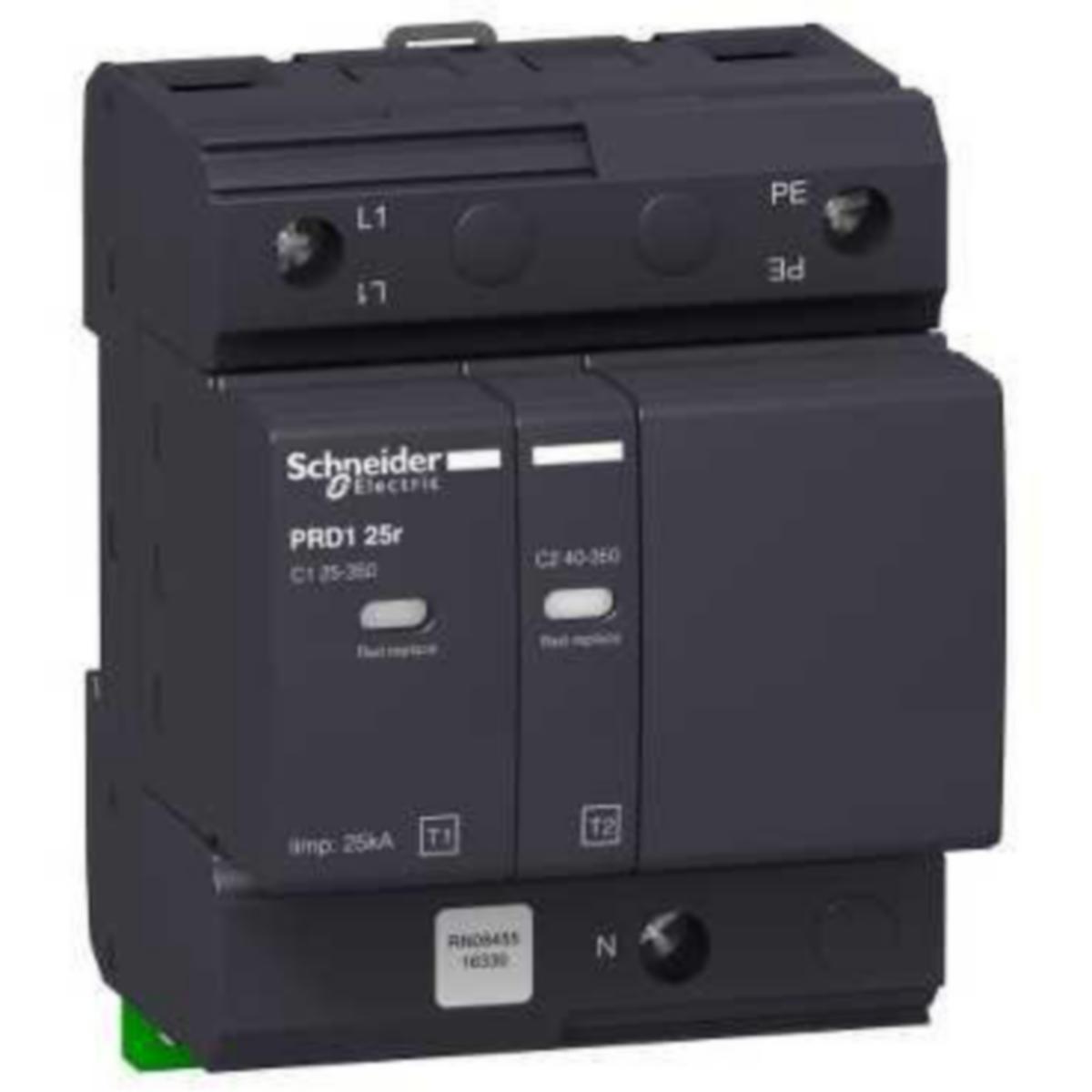 Överspänningsskydd fastighet Schneider Electric Acti 9 PRD1 - ÖVERSPÄNNINGSSKYDD FASTIGHET PRD1 25R 1P+N REMOTE TYPE 1+2
