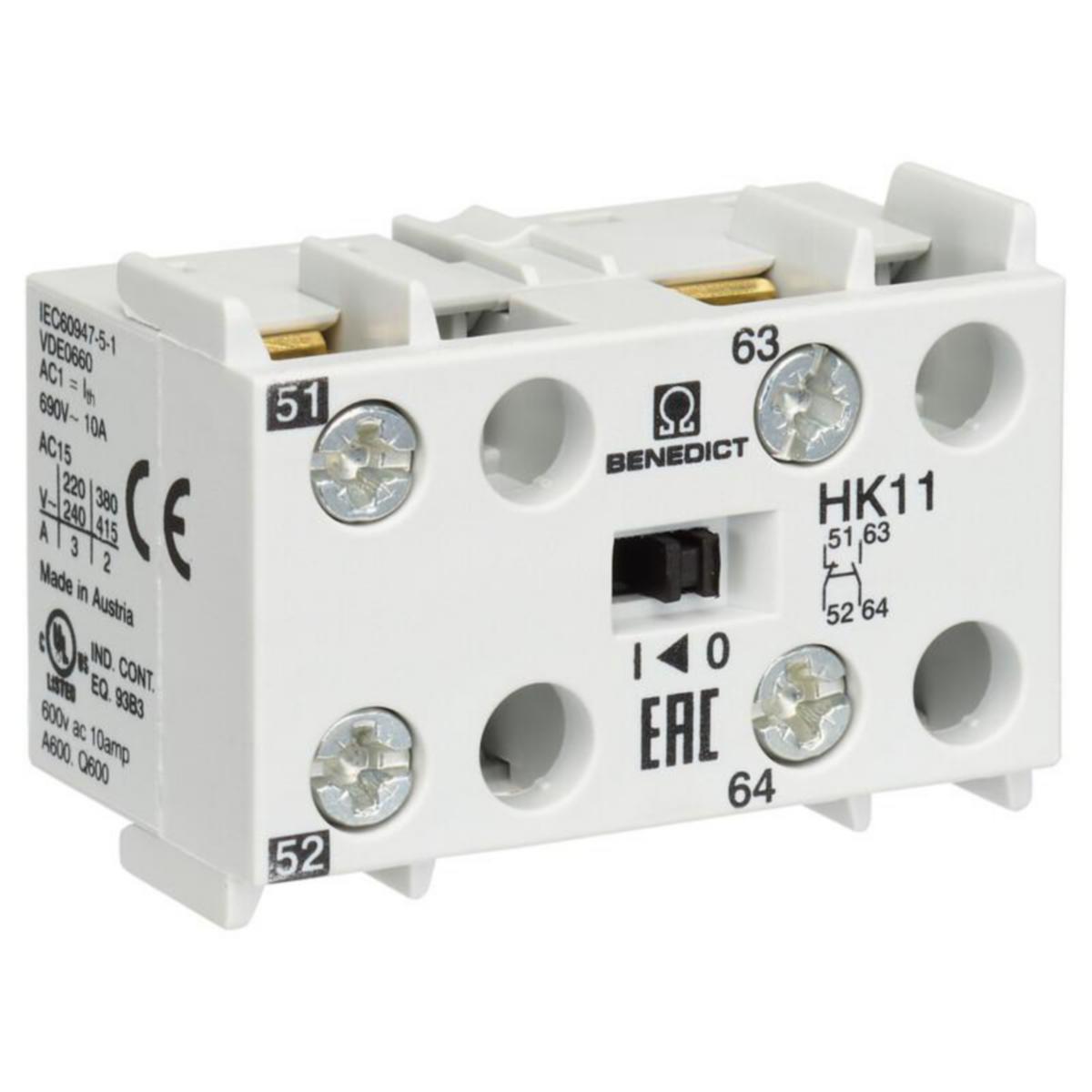 Hjälpkontakt HK Benedikt & Jäger - HJÄLPKONTAKT BENEDIKT & JÄGER HK11 1SL+1BR 3A AC15 10A AC1