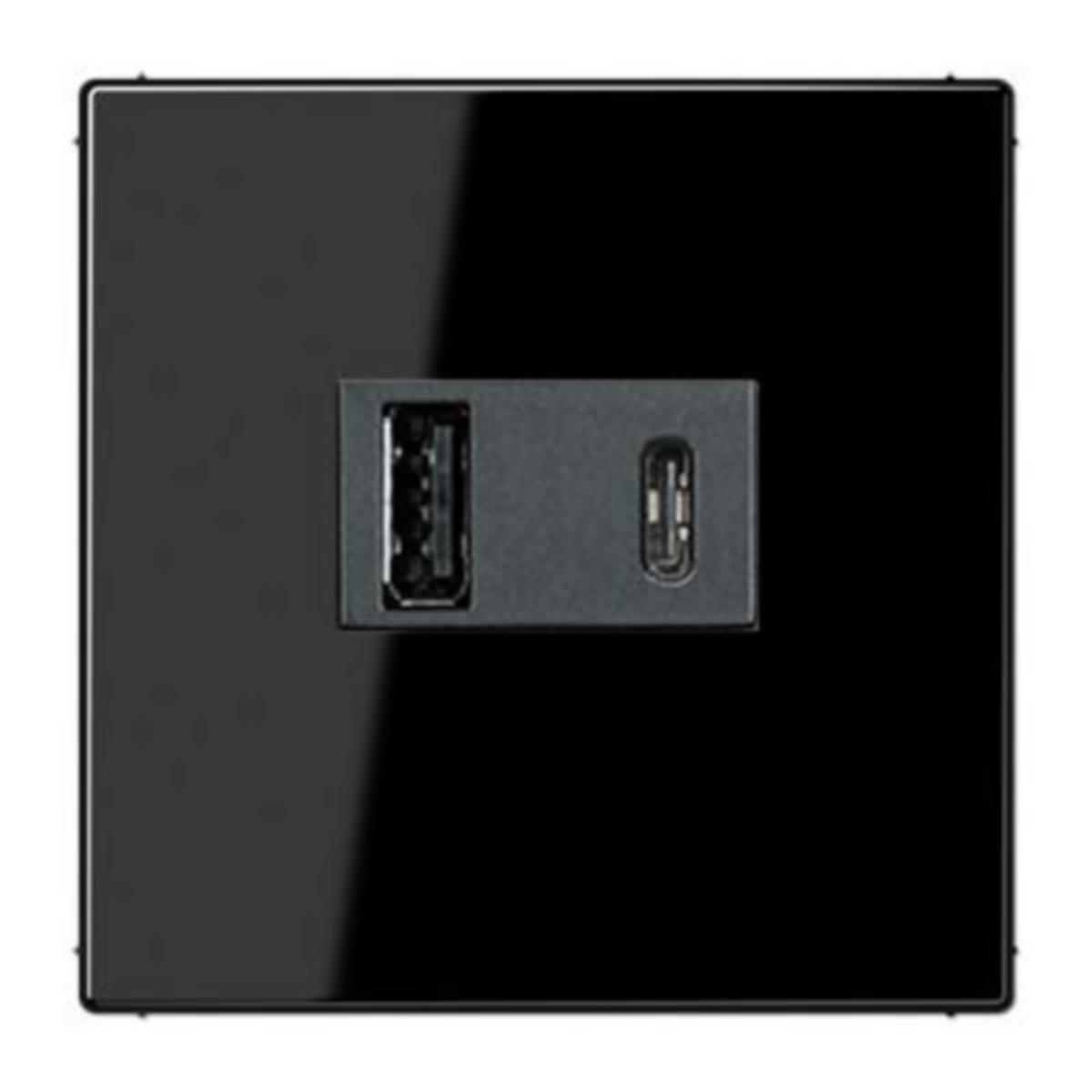 Transformator USB-laddare Ensto Intro - TRANSFORMATOR ENSTO INTRO USB-LADDARE 3A, TYP A+C, SVART