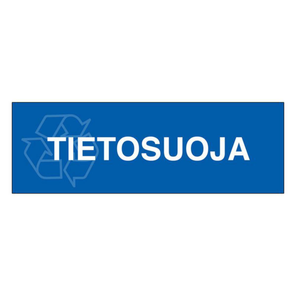 Etiketter för avfallsbehållare ST - MARKERINGSSKYLT ST TIETOSUOJA 300x100mm LAMINOITU