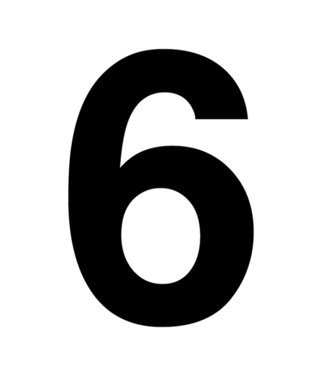 Märkningsklistermärke - enkelnummer 50 mm SWM - KLISTERMÄRKE NUMMER 6 KLISTERMÄRKE 50MM