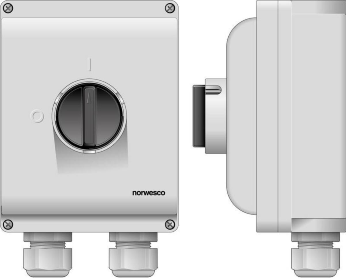 Säkerhetsbrytare vred Norwesco ESWP2 40A/M32+M16 EMC - SÄKERHETSBRYTARE EMC NORWESCO ESWP2 340H EMC 3X40A 15KW IP65