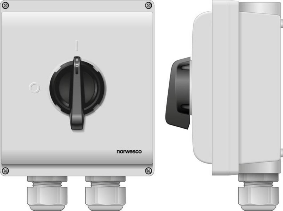 Säkerhetsbrytare vred Norwesco ESWP3 63A/M40+M16 EMC - SÄKERHETSBRYTARE EMC NORWESCO ESWP3 363H EMC 3X63A 30KW IP65