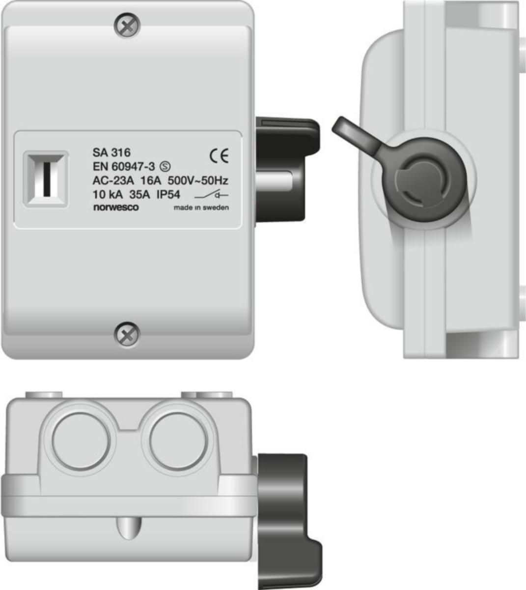Säkerhetsbrytare vippa Norwesco SA - SÄKERHETSBRYTARE NORWESCO SA316 3X16A 7.5KW 10-PACK
