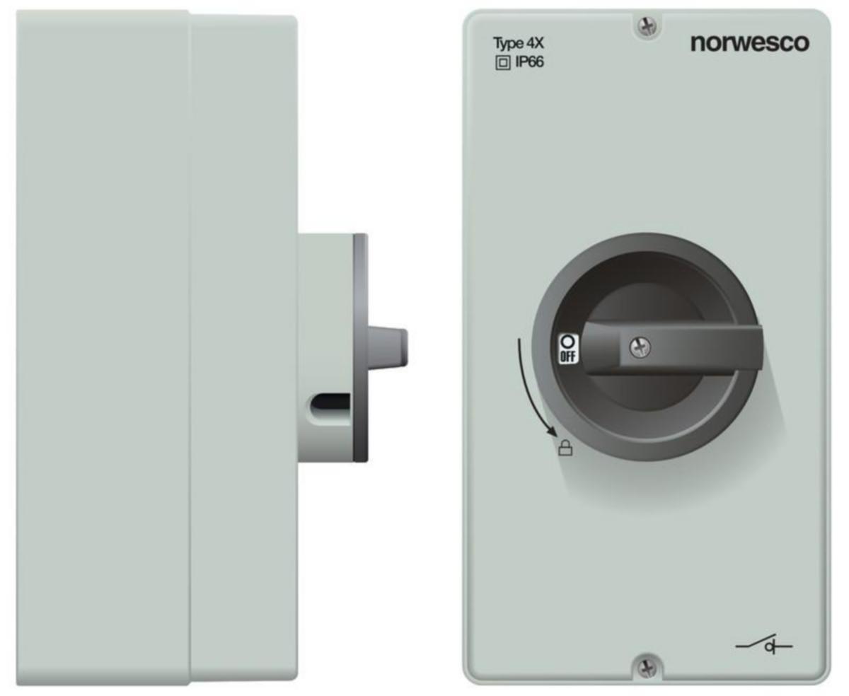 Säkerhetsbrytare vred Norwesco DCM - SÄKERHETSBRYTARE NORWESCO DCM 416. DC. 4X16A. 1500V.IP66