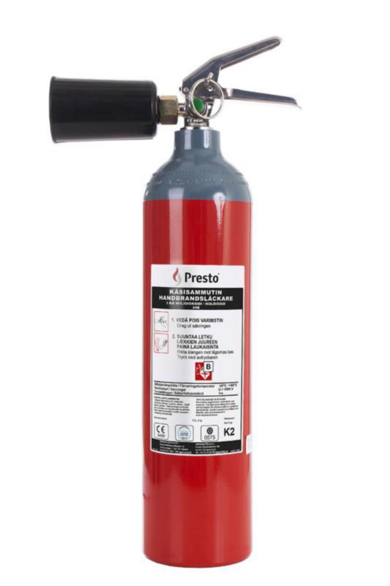 Koldioxid brandsläckare Presto - BRANDSLÄCKARE PRESTO 2 KG K2 34B CO2 KOLOXID