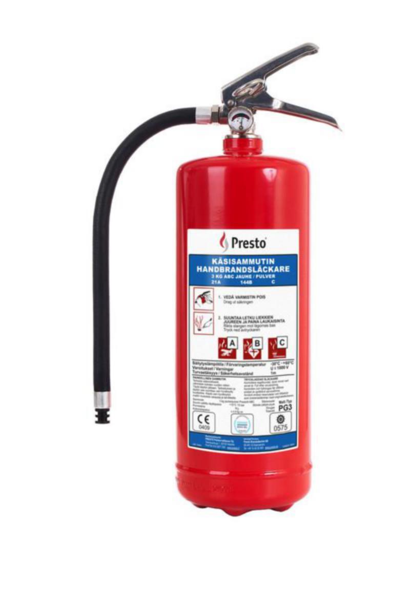 Pulversläckare Presto - BRANDSLÄCKARE PRESTO 3 KG PG3A 21A 144B C PULVER
