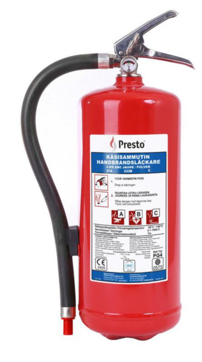 Pulversläckare Presto - BRANDSLÄCKARE PRESTO 4 KG PG4A 27A 183B C PULVER