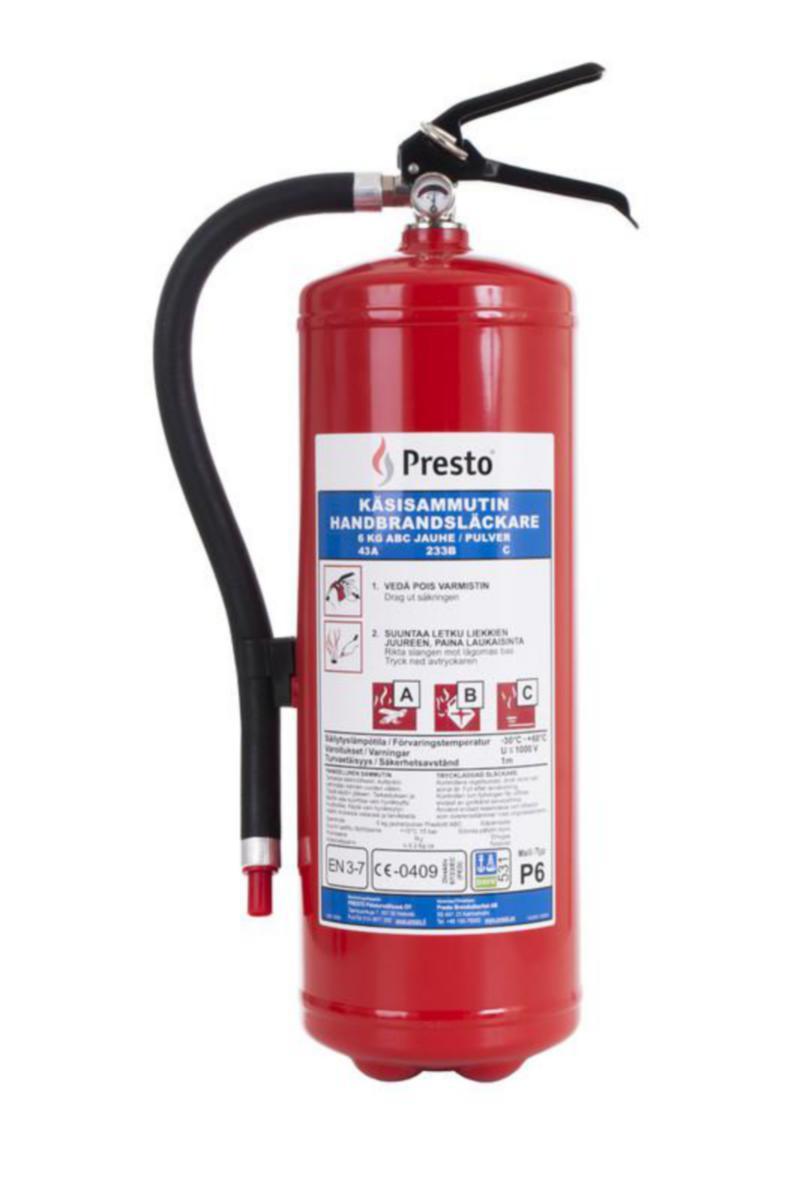 Pulversläckare Presto - BRANDSLÄCKARE PRESTO 6 KG P6 43A 233B C PULVER