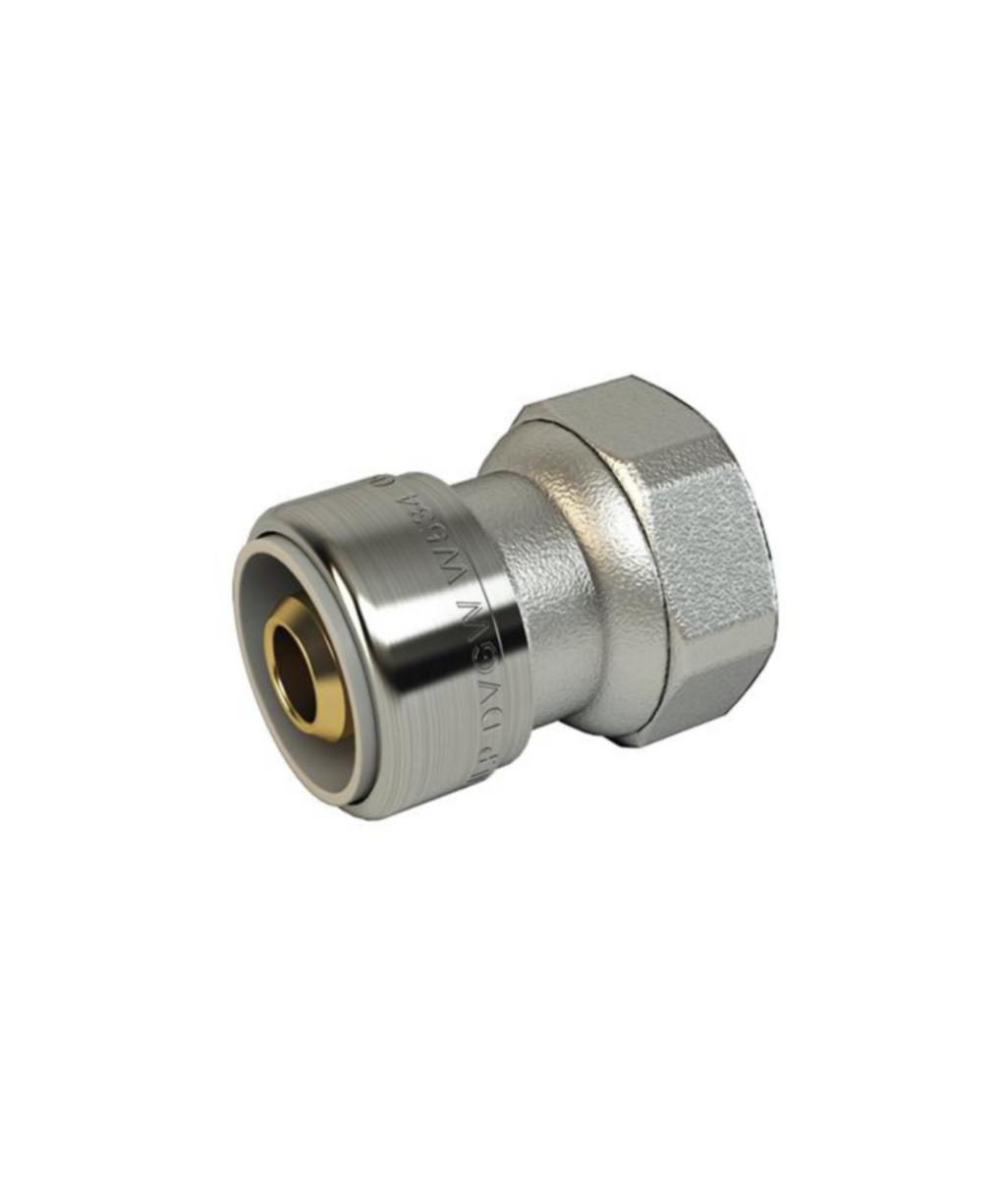 Koppling rak PushFit m. lekande mutter krom, LK -