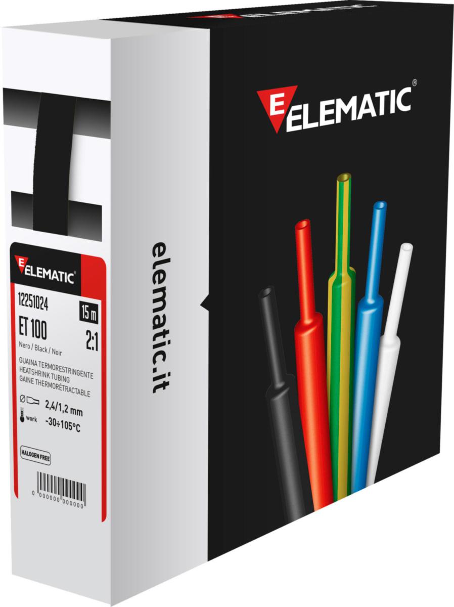 Krympslang i låda tunnväggig gulgrö Elematic - KRYMPSLANG ELEMATIC ET100 2/1 G/G 12m BOX