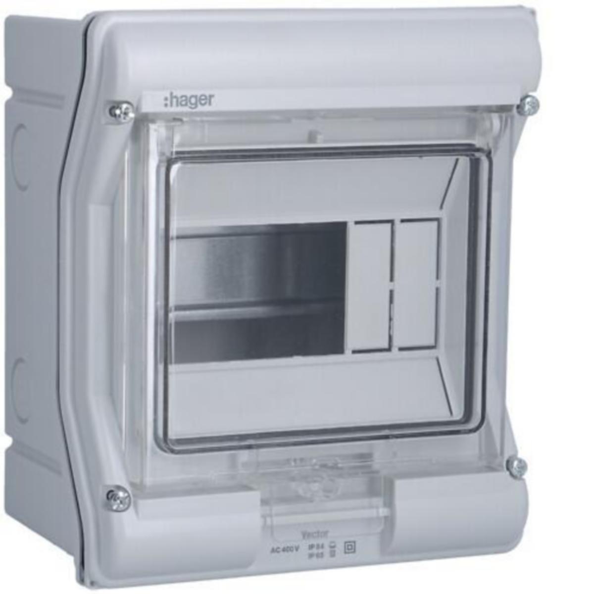 Modulkapsling ytmontage PC Hager Vector VE106N - DOSA VE106N 1x4/6MOD PS/PC IP54