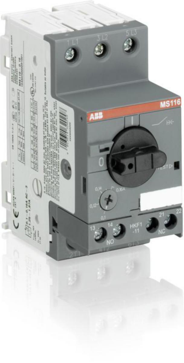 Motorskyddsbrytare + hj/alarmkontakt ABB MS116+HKF - MOTORSKYDDSBRYTARE MS116-0.4-HKF1-11