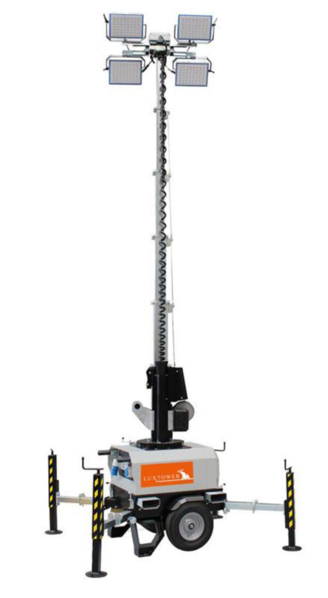Belysningsmast 7m med hjul Luxtower - STRÅLKASTARMAST LUXTOWER 7m 4x150W LED MED HJUL