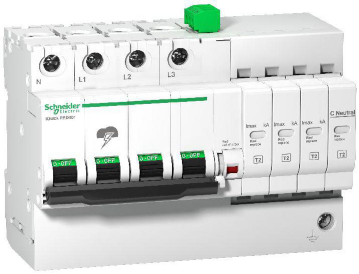 Överspänningsskydd PJ-verkko Schneider Electric Acti 9 Iquick - ÖVERSPÄNNINGSSKYDD FASTI ACTI9 IQUICK PRD40R 3P+N