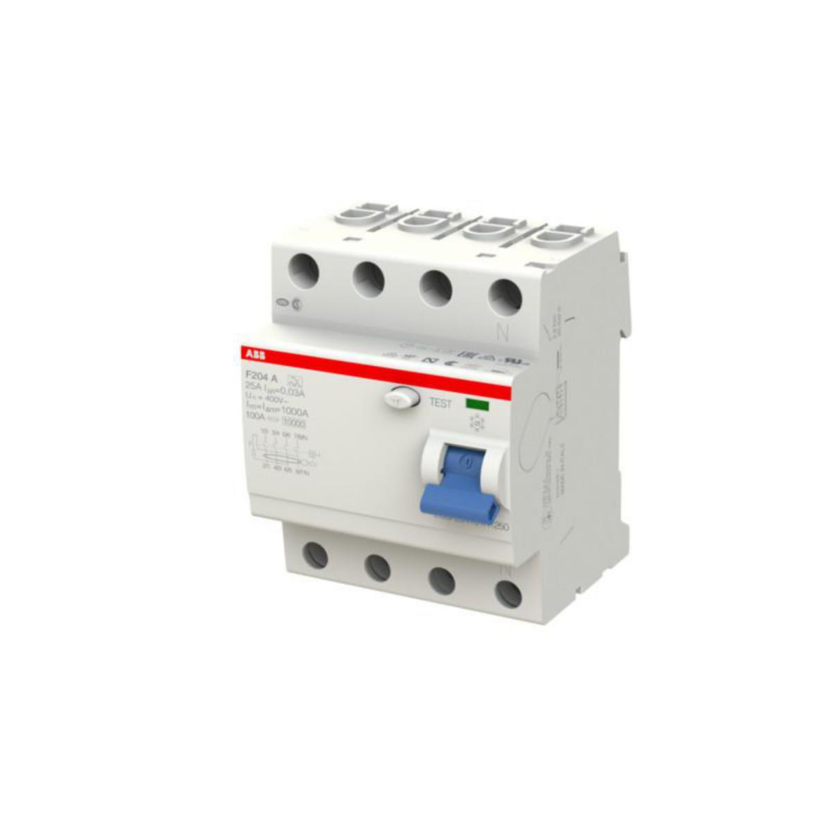 Jordfelsbrytare 300mA ABB - JORDFELSBRYTARE ABB F204A-80/0.3 4-POL 80A/300mA