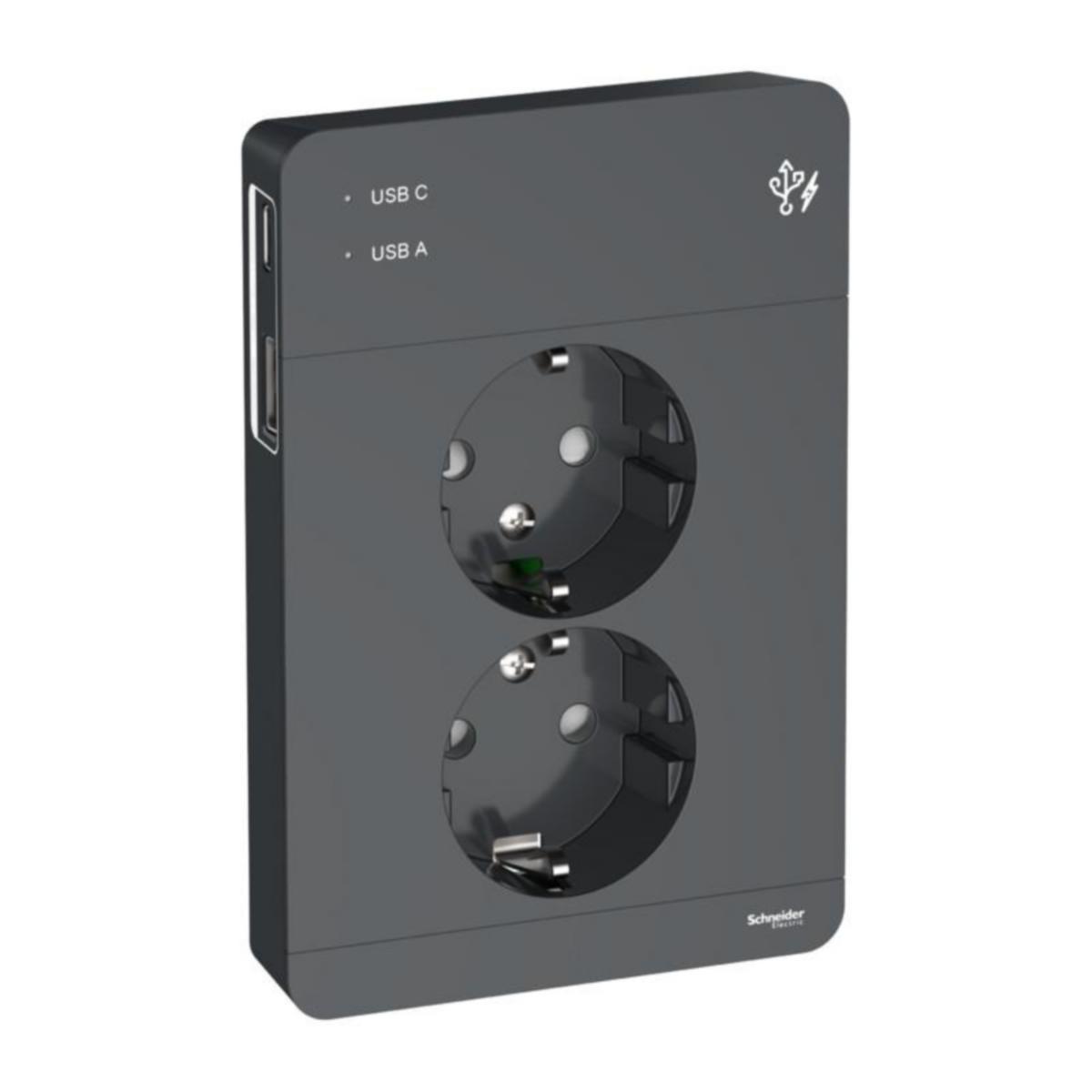 Vägguttag Schneider Electric Exxact - VÄGGUTTAG EXXACT 2-VÄGS MED USB 3A A+C ANT