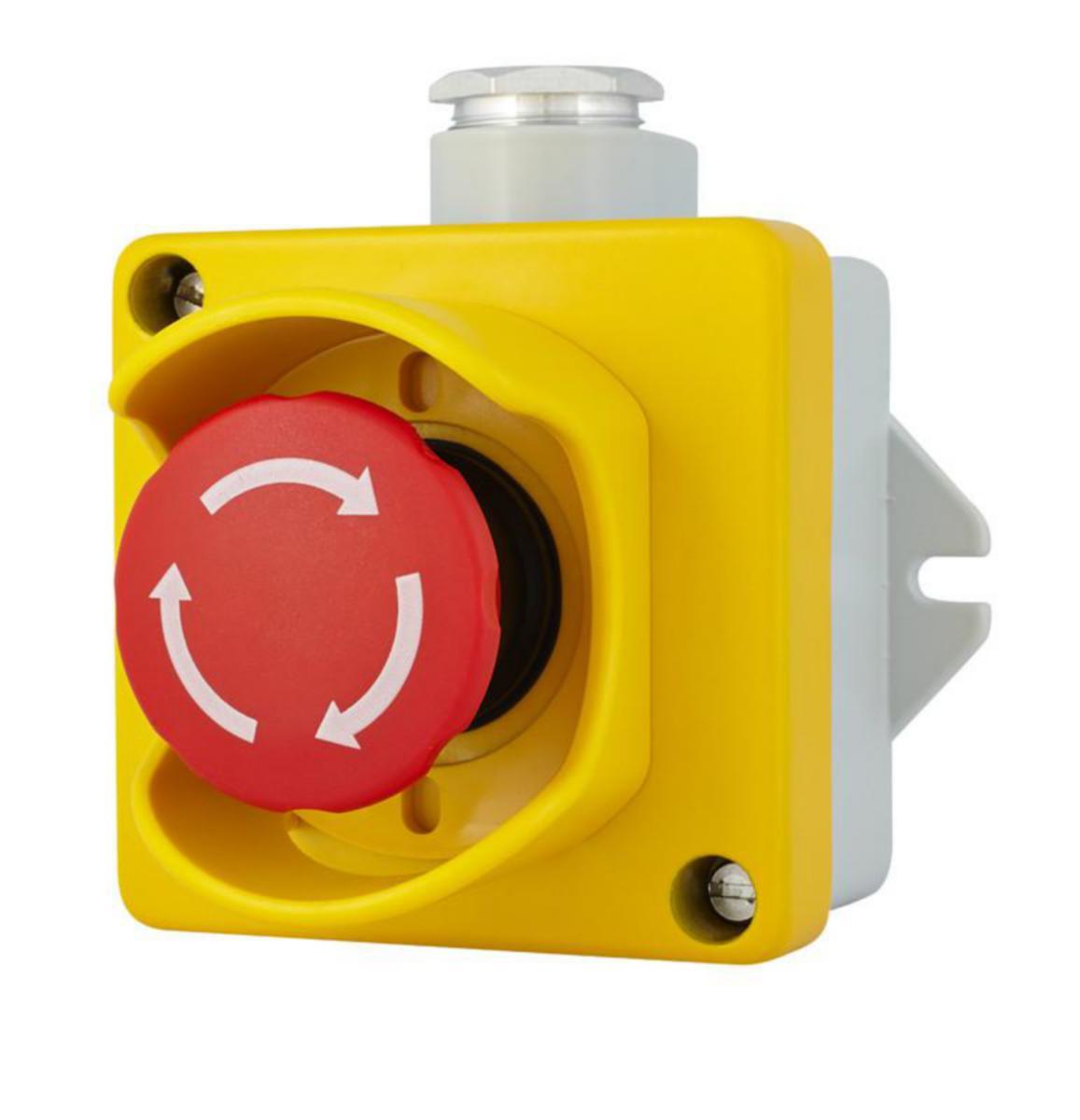 Nödstopp-tryckknapp med en skyddande ram 240VAC IP67 Selcast - NÖDSTOPP KNAPP SELCAST S+A KRAGE KELT/GRÅ PK16 IP67