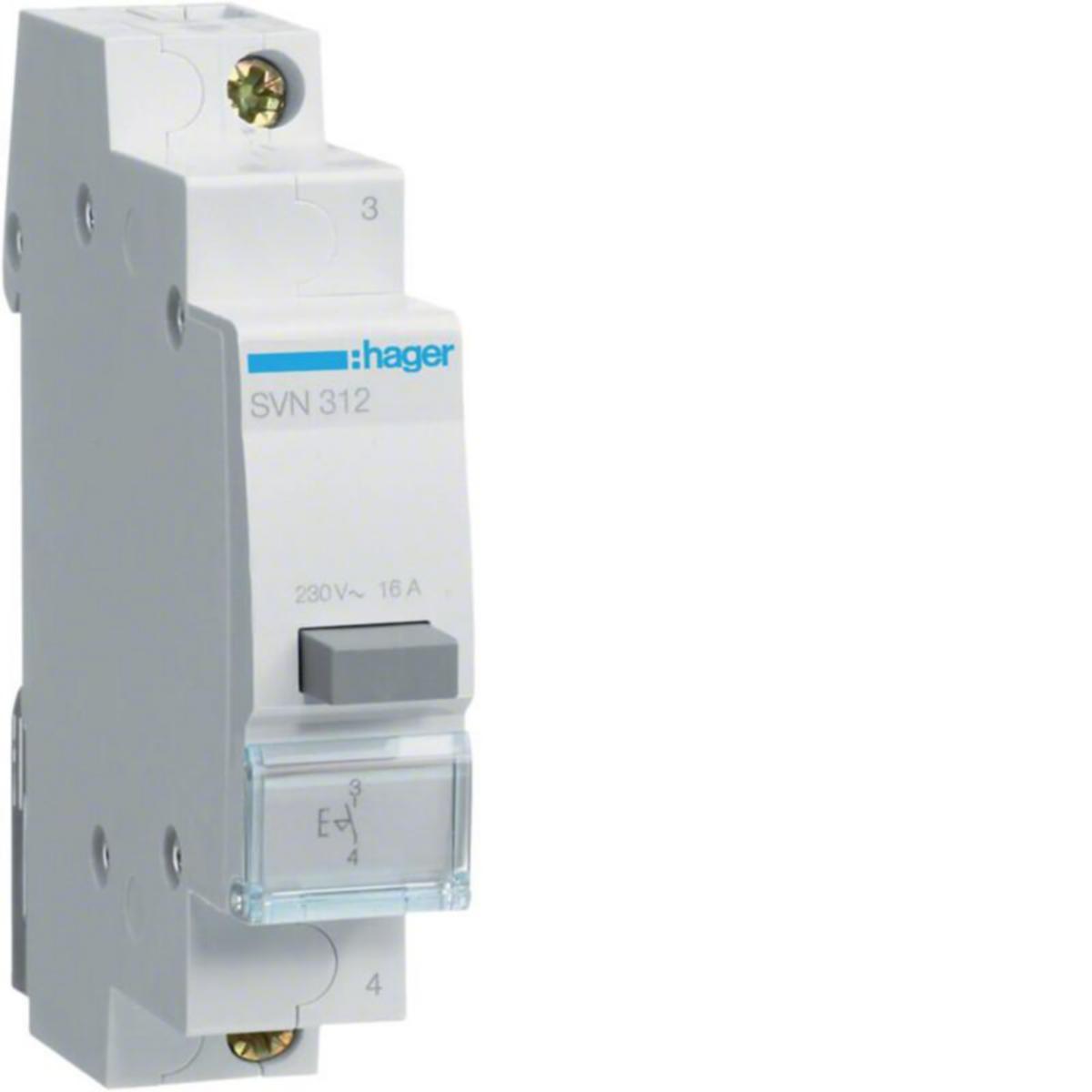 Tryckströmställare Hager - TRYCKKNAPPSARMATUR DIN SVN312 1S 230VAC