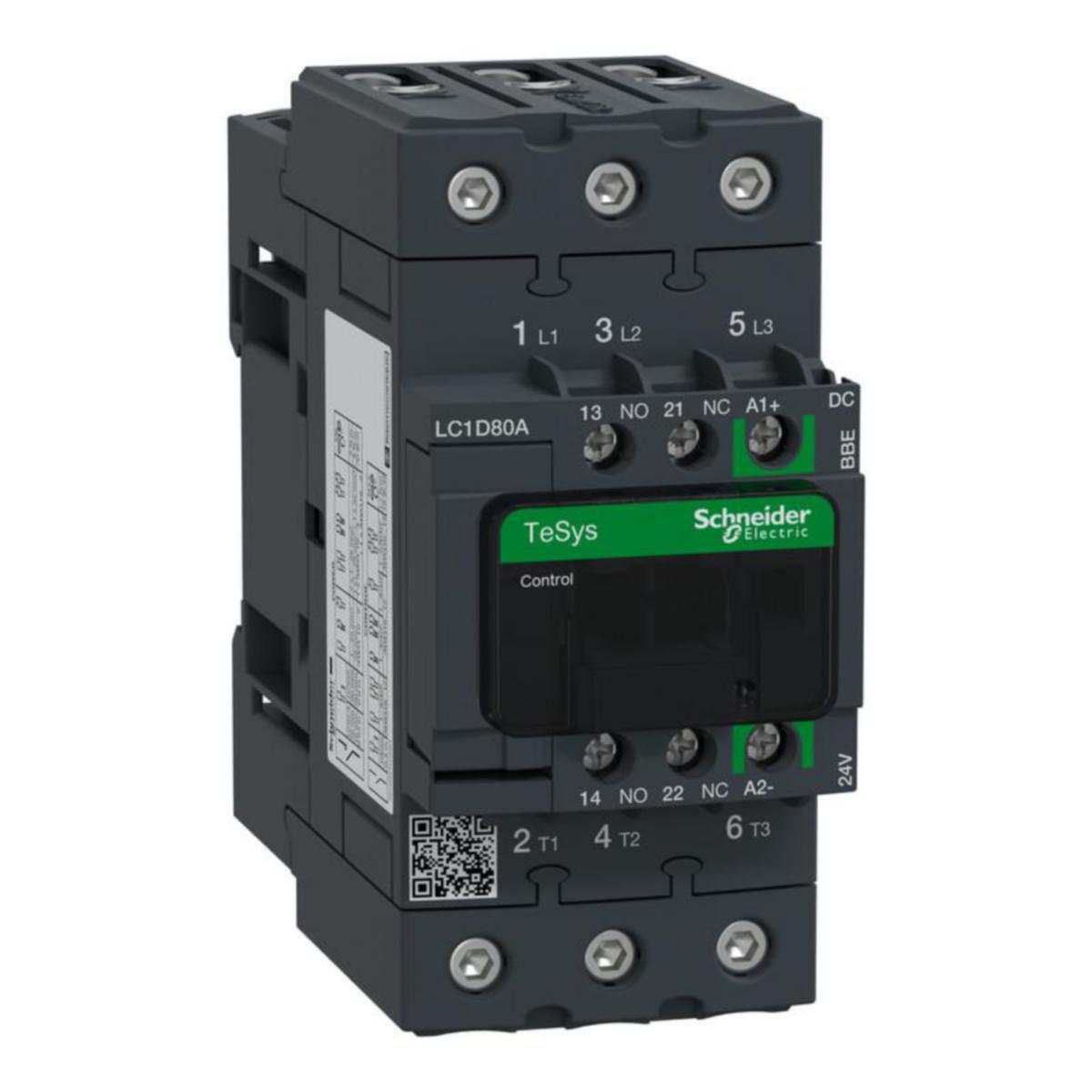 Kontaktor Schneider Electric TeSys - KONTAKTOR 80A/37KW 3SL 1+1 24VDC PLC