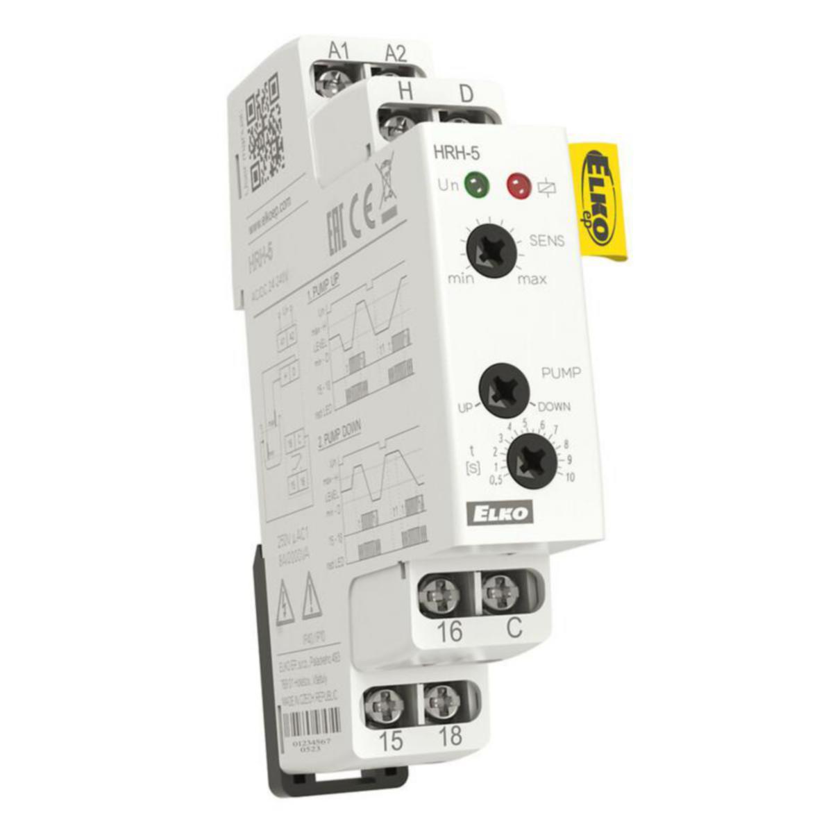 Nivåövervakningsrelä Elko EP HRH-5 - MONITORING RELAY LEVEL HRH-5 1VXL 16A 1/2T 24-240VUC