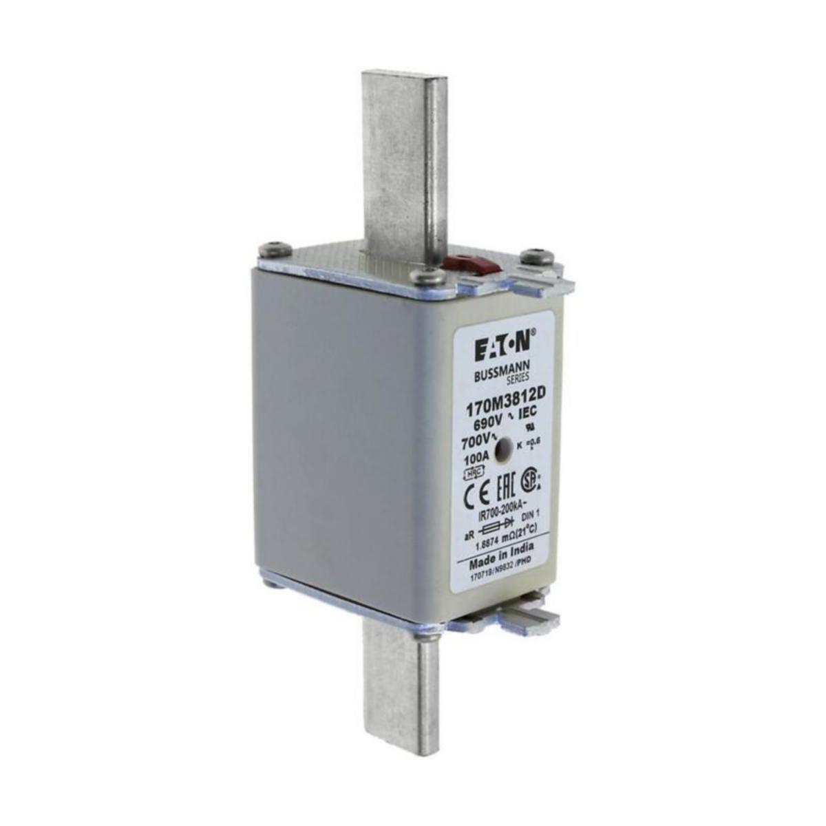 Knivsäkring super snabb 0 Bussmann by Eaton - SUPERSNABBA SÄKRING 170M3812D 690V 100A 1