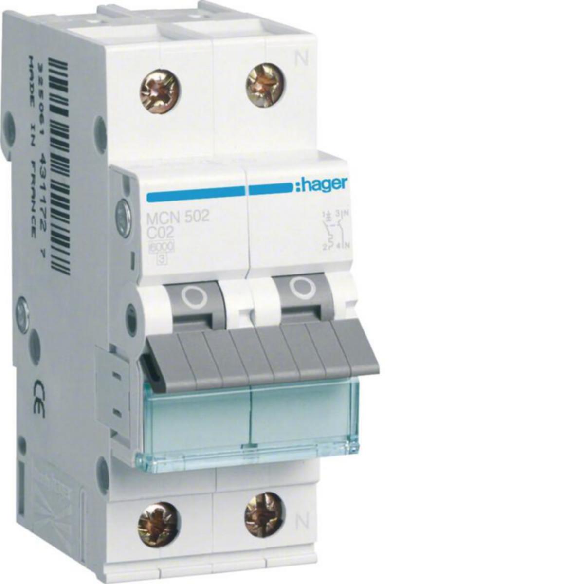 Minibrytare Hager MCN C-karakteristik 1L+N -
