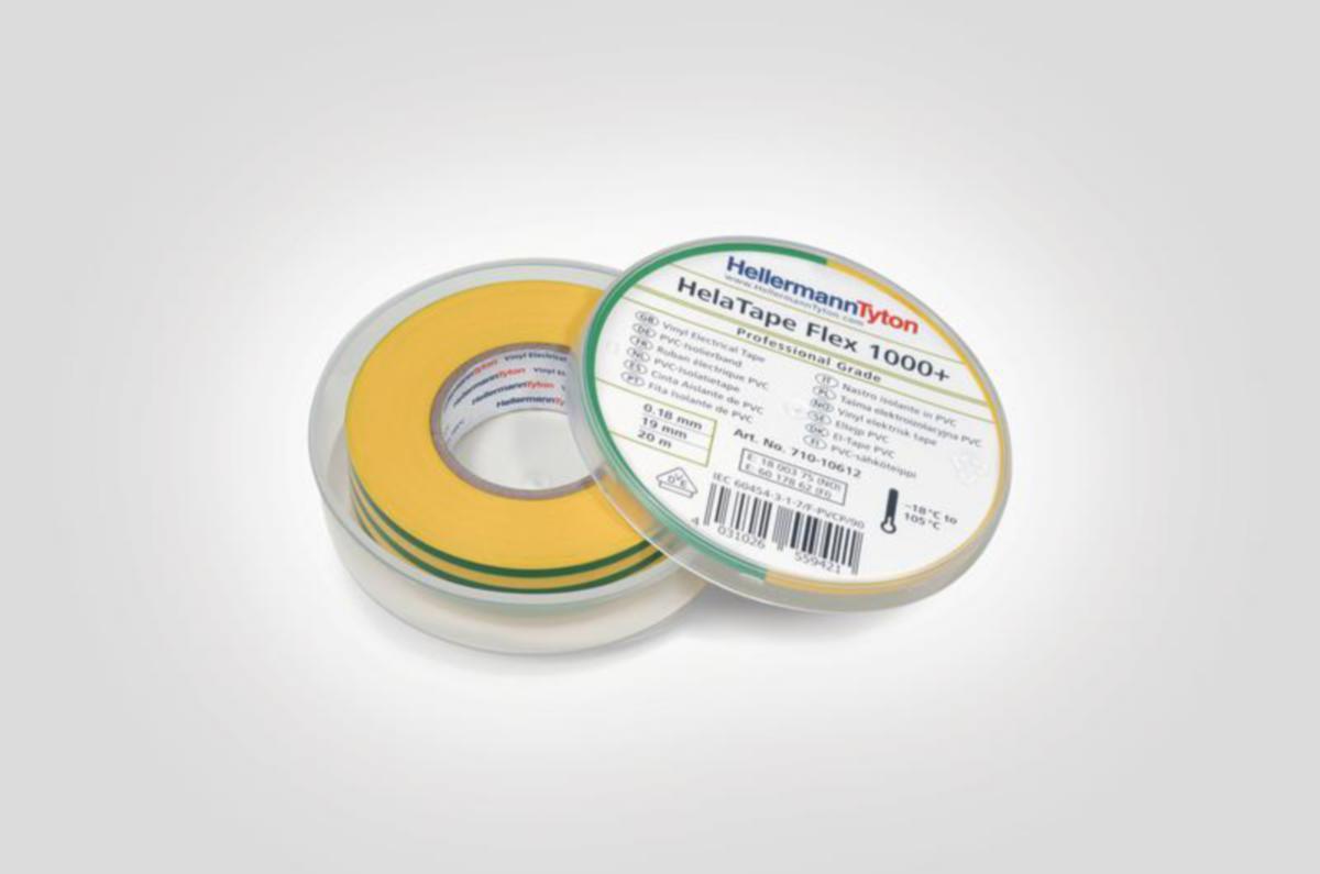 Eltejp vinyl HellermannTyton HelaTape Flex 1000+ - ELTEJP VINYL HELLERMANN HTAPE-FLEX1000+ 19mm x20m GUGR
