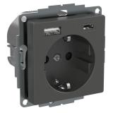 Vägguttag 1-vägs kombinerat med USB A+C Exxact