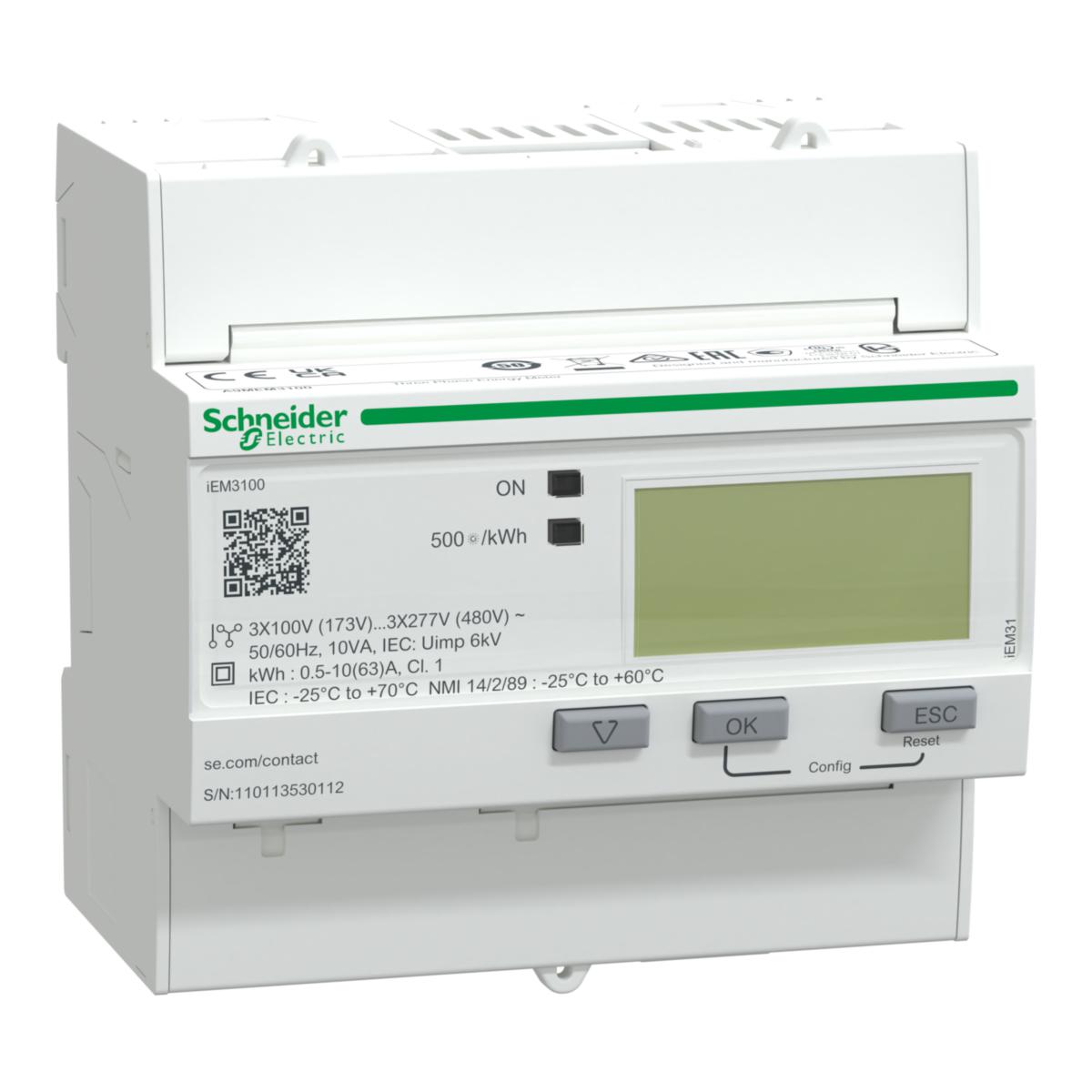 Energimätare Schneider Electric Acti 9 iEM3000-serie - ENERGIMÄTARE IEM3100 KWH-MÄTARE 63A